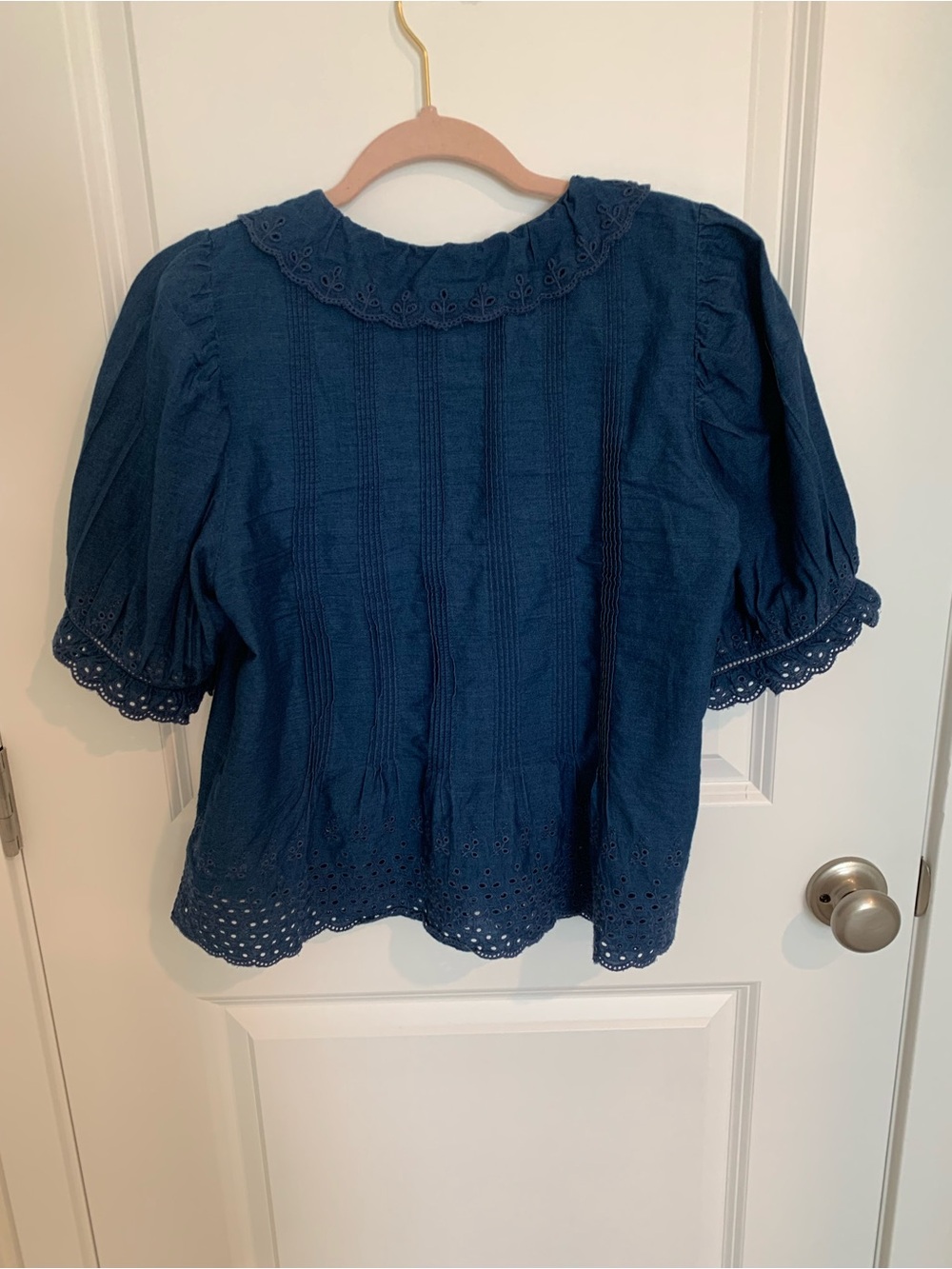 GAP Doen Dark Blue Eyelet Button-Up Blouse - Picture 5 of 7